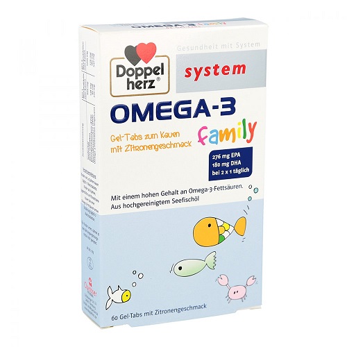 德国Doppelherz 双心Omega-3儿童提高免疫力咀嚼片 (60 stk)