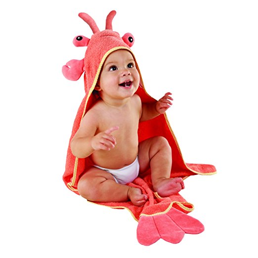 Baby Aspen, Lobster Laughs Lobster Hooded Towel, Red, 0-9 Months
