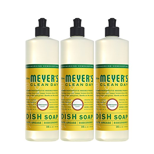 MRS MEYERS Liquid Dish Soap, Honeysuckle, 16 Fluid Ounce (Pack of 3)