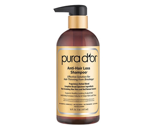 PURA D'OR Original Gold Label Shampoo Clinically Tested Effective Solution for Hair Thinning, Infused with Organic Argan Oil, Biotin & Natural Ingredients, 16 Fl Oz