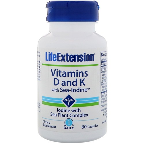 Life Extension 维生素D+K 碘 60粒