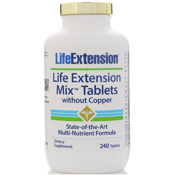 Life Extension Mix片剂，不含铜，240片