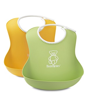 10 BABYBJORN Soft Bib, Green，Yellow, 2 Pack