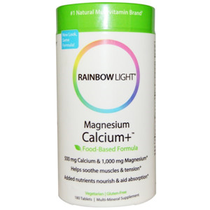 21 Rainbow Light, Magnesium Calcium+, Food-Based Formula, 180 Tablets