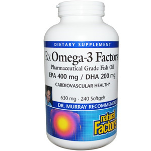 4-1 Natural Factors, Rx Omega-3 Factors, 630 mg, 240 Softgels