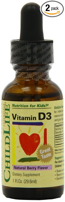 4 Child Life Vitamin D3, Berry Flavor, Glass Bottle, 1-Ounce (Pack of 2)