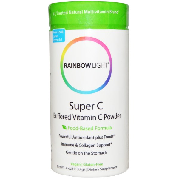 4 Rainbow Light, Super C, Buffered Vitamin C Powder, Food-Based Formula, 4 oz (113.4 g)