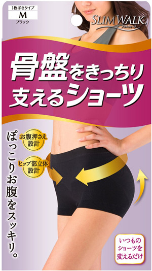 Tight Black Shorts to Support the Pelvis Slim Walk M(Japan Import)