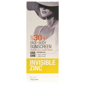 invisible zinc face & body sunscreen spf30+