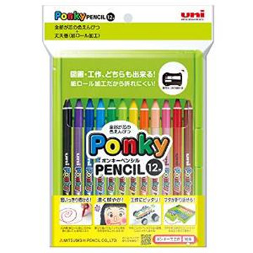 12 PONKY系列日本三菱铅笔儿童安全12色彩色铅笔 K800PK12CLT