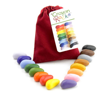 3 Crayon Rocks 16 Colors in a Red Velvet Bag