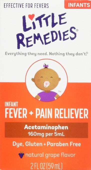 3 Little Remedies Infant Acetaminophen Fever，Pain Reliever, Grape Flavor, 2 Ounce (Packaging May Vary)