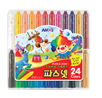 5 Amos Premium Non-toxic Silky Crayon Pasnet 24 Colors