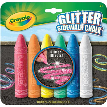 6 Crayola 6 Count Glitter Sidewalk Chalk (51-1216-E-000)