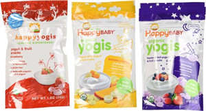 6 Organic Baby Food Happy Yogis Yogurt Snacks, (2) Banana Mango, (2) Mixed Berry, and (2) Strawberry- 1 Oz Packs