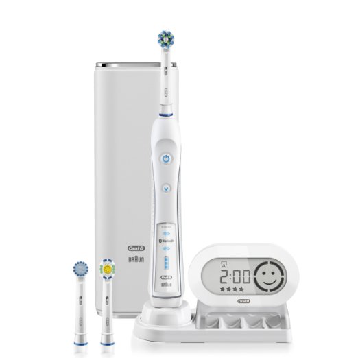 7 Oral-B Pro 7000 SmartSeries White Electronic Power Rechargeable Battery Electric Toothbrush with Bluetooth Connectivity Powered by Braun