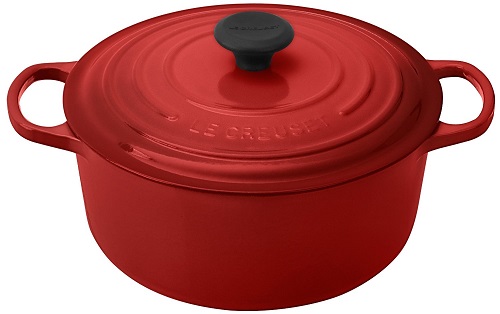 Le Creuset Signature Enameled Cast-Iron 5.5 Quart Round French (Dutch) Oven, Cerise (Cherry Red)