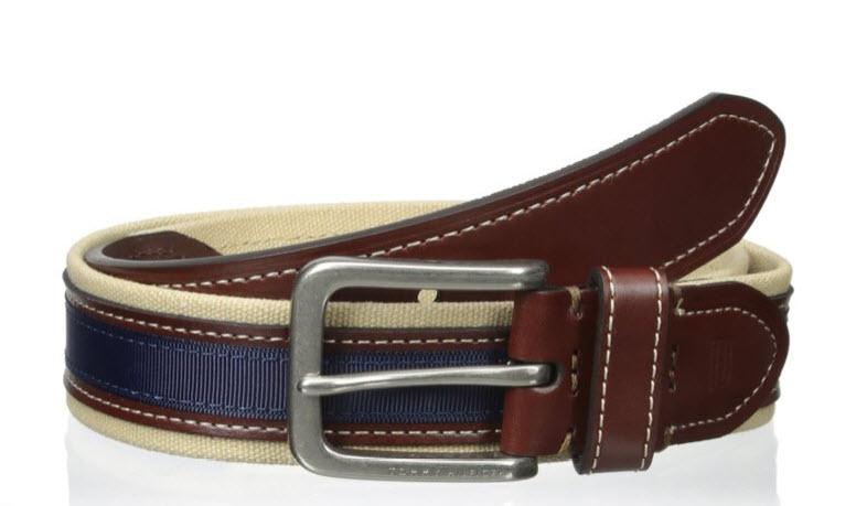 Tommy Hilfiger Men's 35mm Canvas and Ribbon Belt