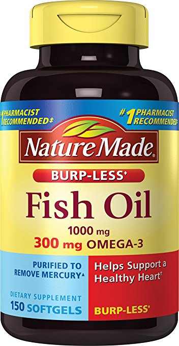 Nature Made Burp-less Fish Oil, 1000 Mg, 300 mg Omega-3, 150 Liquid Softgels