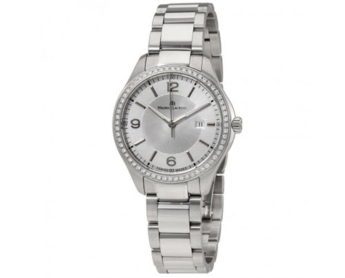 Miros Date Diamond Silver Dial Ladies Watch