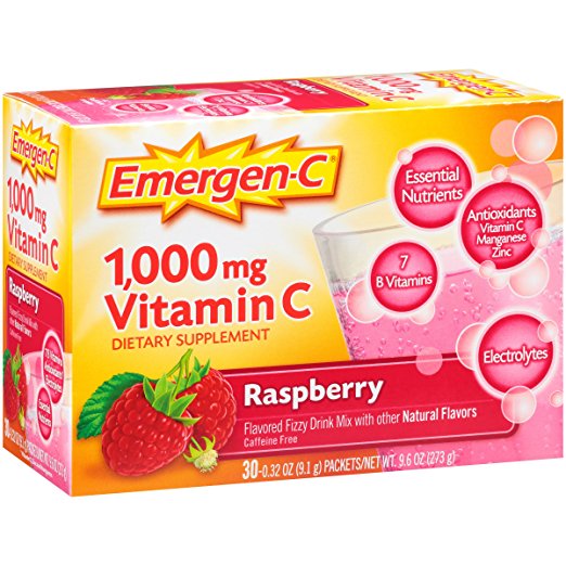 Emergen-C (30 Count, Raspberry Flavor) Dietary Supplement Drink Mix With 1000mg Vitamin C