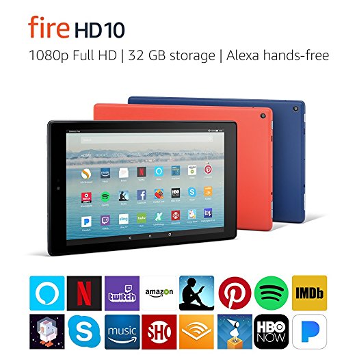 Fire HD 10 Tablet with Alexa Hands-Free, 10.1 1080p Full HD Display, 32 GB, Black - with Special Offers