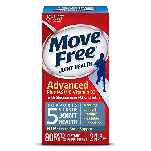 Move Free Advanced Glucosamine Chondroitin MSM Vitamin D3 and Hyaluronic Acid Joint Supplement, 80 Count