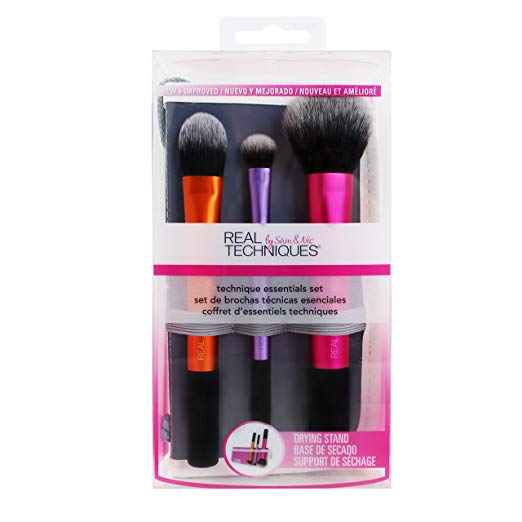 Real Techniques Cruelty Free Travel Essentials Set With Ultra Plush Custom Cut Synthetic Bristles