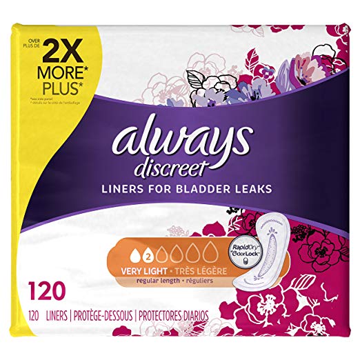 Always Discreet, Incontinence Liners, Very Light, Regular Length, 120 Count