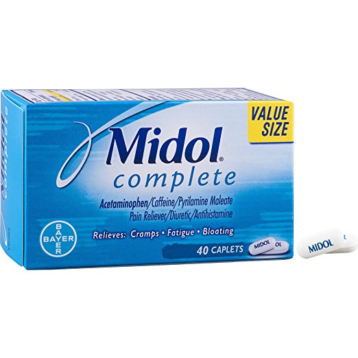 Midol Complete, Menstrual Period Symptoms Relief Including Premenstrual Cramps, Pain, Headache, and Bloating, Caplets, 40 Count
