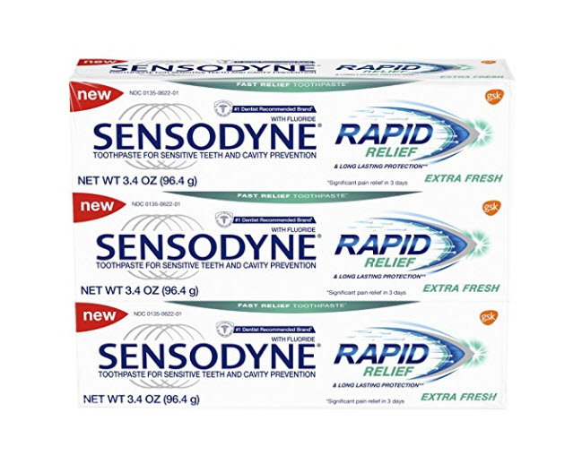 Sensodyne Rapid Relief Sensitivity Toothpaste, Extra Fresh, 3.4 ounce (Pack of 3)