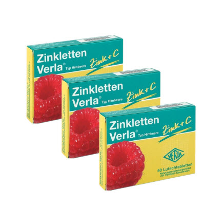 Zinkletten Verla 儿童/孕妇补锌+覆盆子维C含片50片 改善厌食 提高免疫力 三盒装